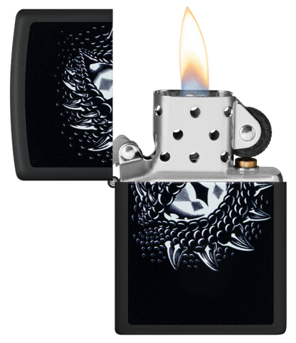 Zippo Dragon Eye Black Light Design, Black Matte Lighter #48608