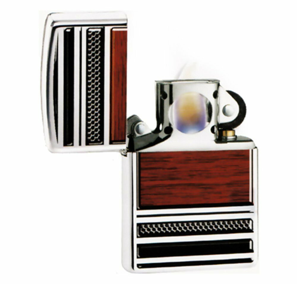 Zippo Steel And Wood Pipe Lighter, High Polish Chrome, Windproof #28676