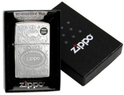 Zippo Logo Crown Stamp Classy Elegant Filigree, Genuine Windproof Lighter #24751