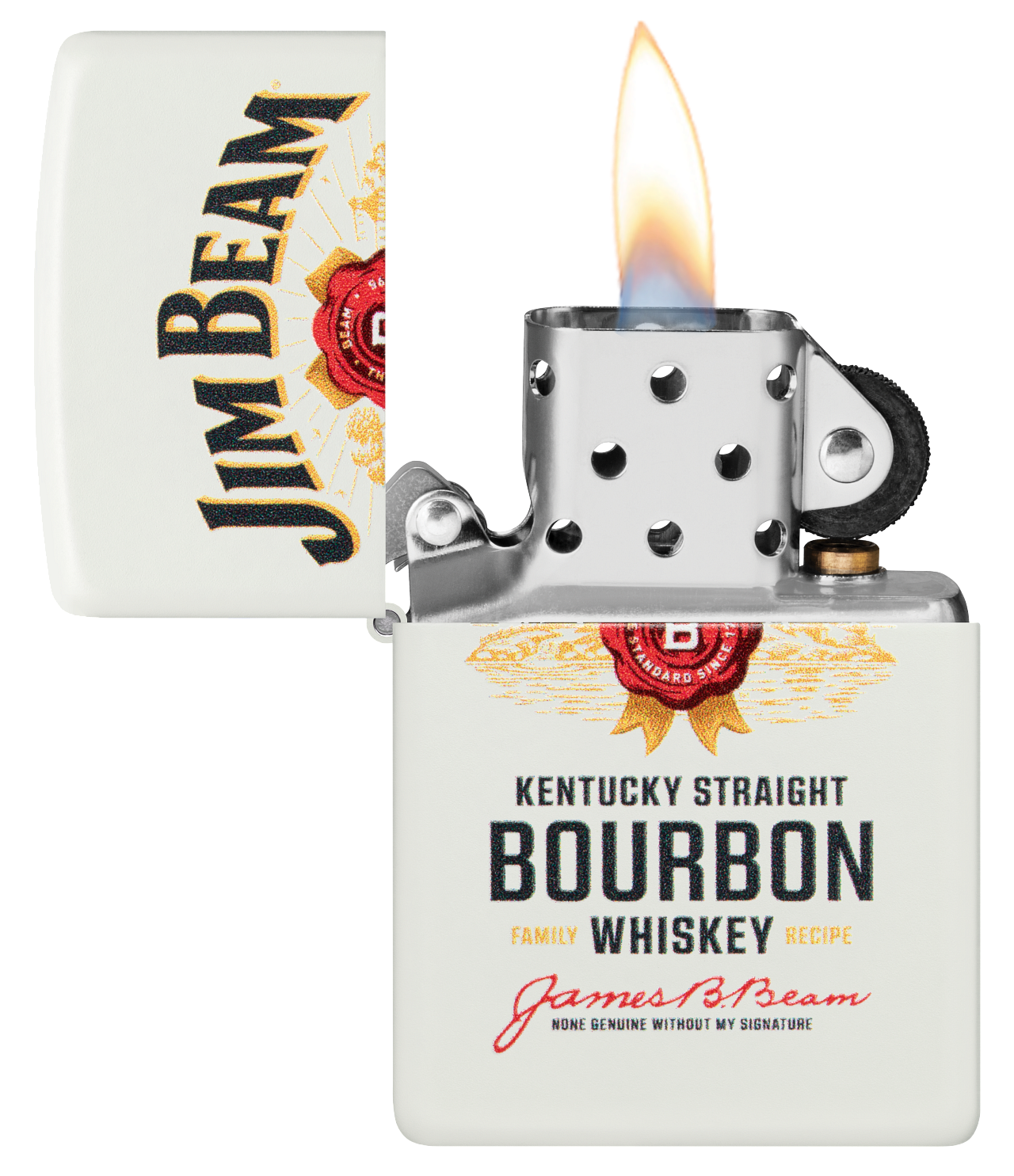 Zippo Jim Beam Bourbon Whiskey, White Matte Lighter #48317