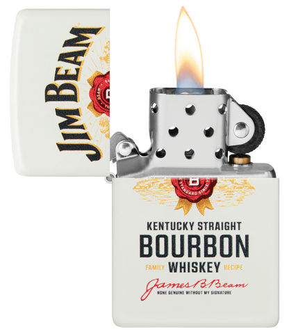 Zippo Jim Beam Bourbon Whiskey, White Matte Lighter #48317