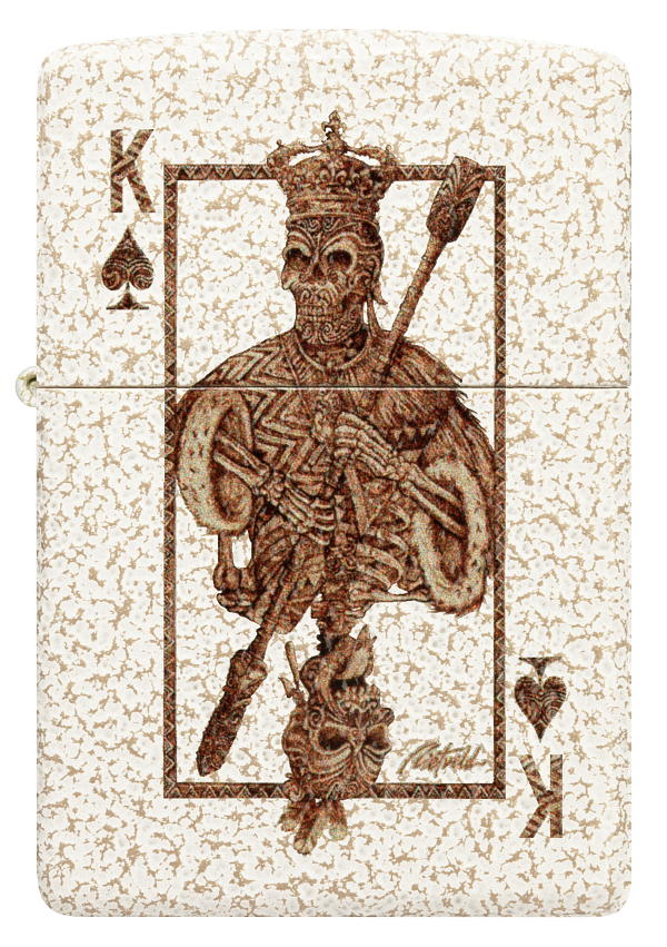 Zippo Rick Rietveld Skull King Playing Card, Mercury Glass Finish Lighter #48552