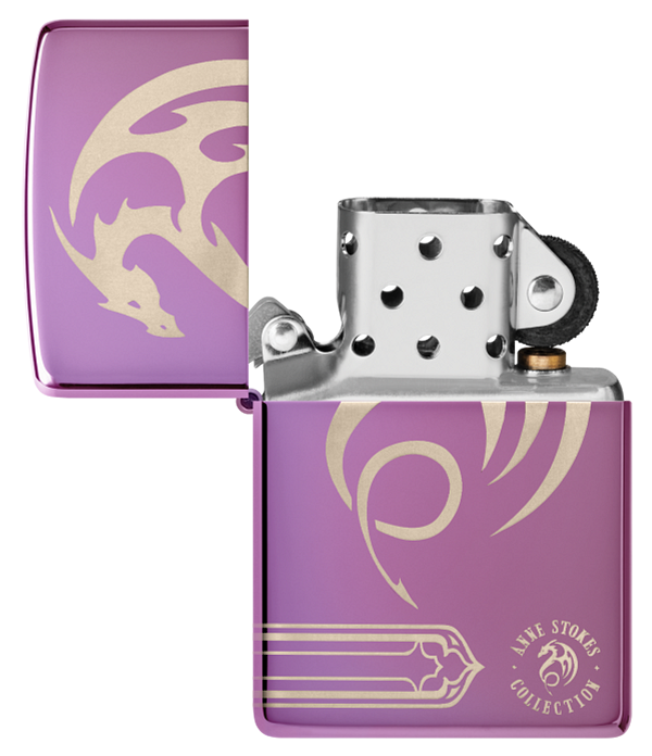 Zippo Anne Stokes Dragon Design, High Polish Purple Lighter #48574