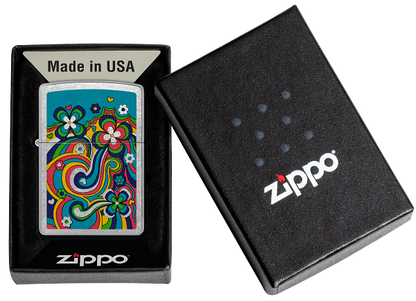 Zippo Hippie Scribbles Design, Street Chrome Lighter #48579