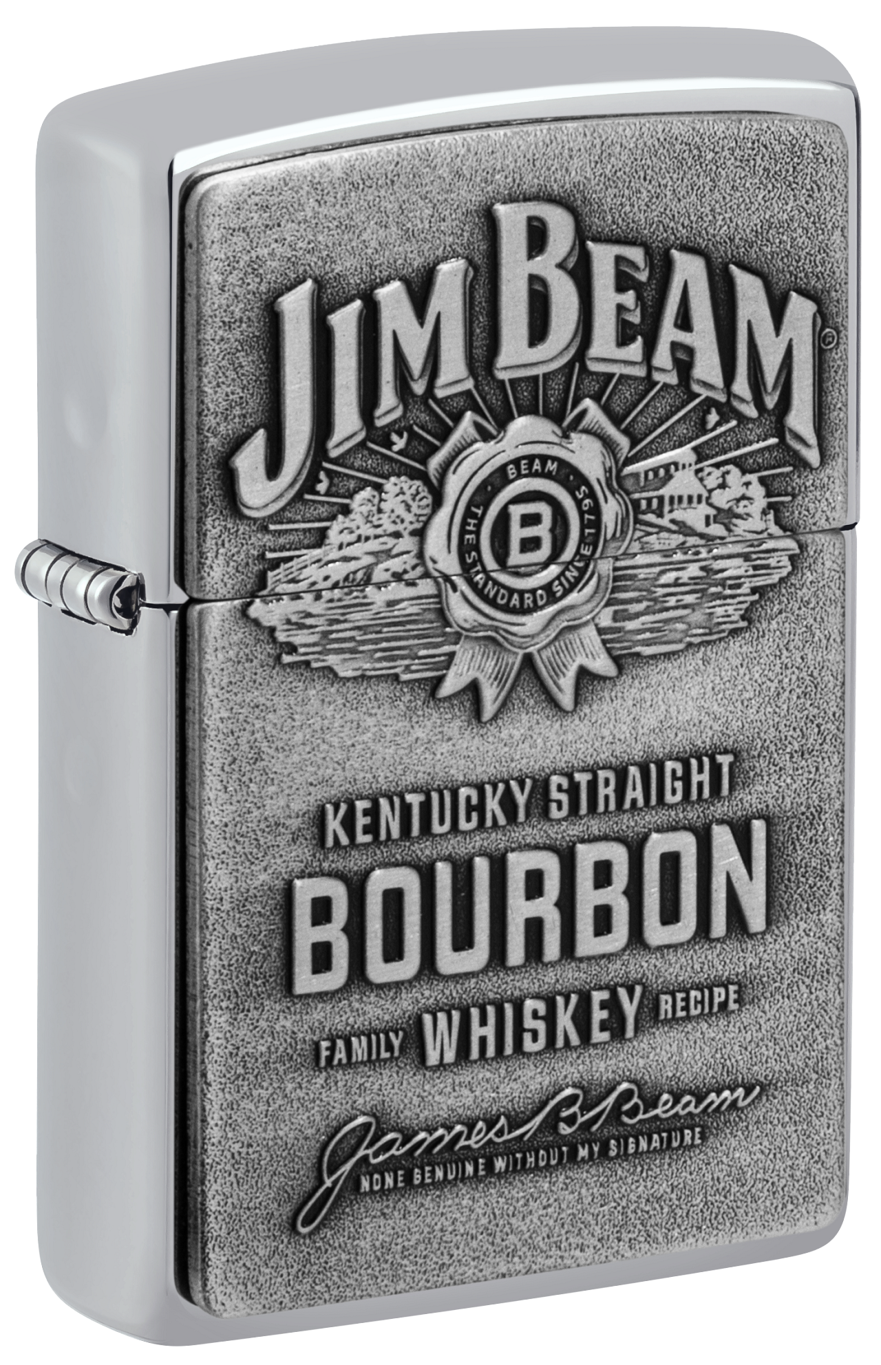 Zippo Jim Beam Bourbon Whiskey Emblem, High Polish Chrome Lighter #250JB.928