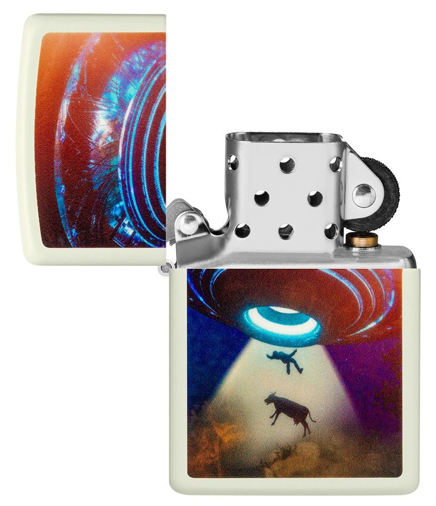 Zippo UFO Alien Abduction Glow-In-The-Dark Windproof Lighter #49838