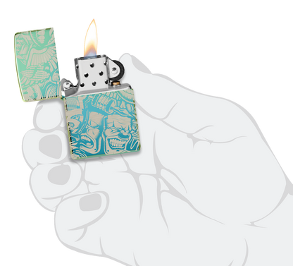 Zippo 540 Creative Tattoo Design, High Polish Teal Lighter #48410