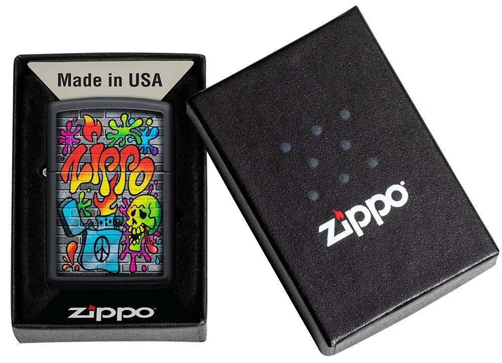 Zippo Street Art Grafitti Design, Black Matte Finish Lighter #49605