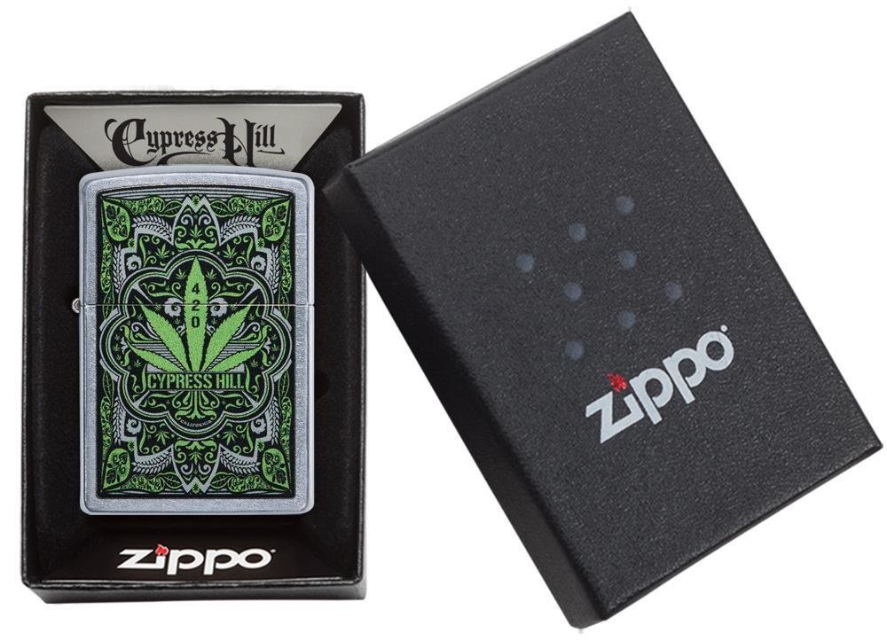 Zippo Cypress Hill Cannabis, Street Chrome, Genuine Windproof Lighter #49010