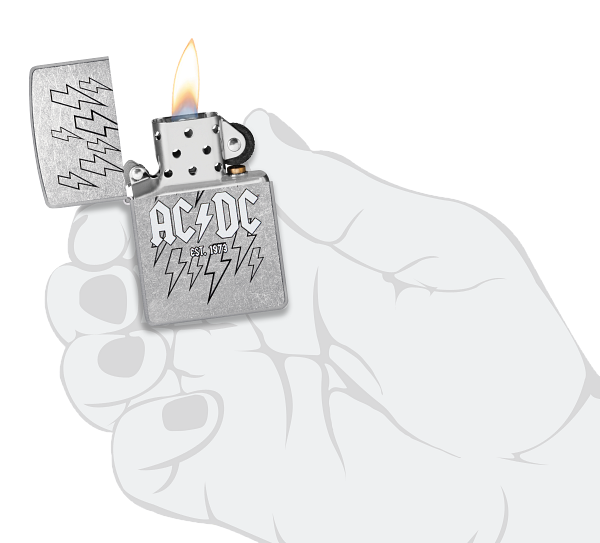 Zippo AC/DC Lightning Bolt Design, Street Chrome Lighter #48641