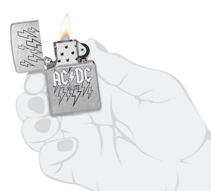 Zippo AC/DC Lightning Bolt Design, Street Chrome Lighter #48641