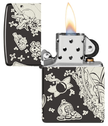 Zippo Nautical Tatto Design, High Polish Black Lighter #48398