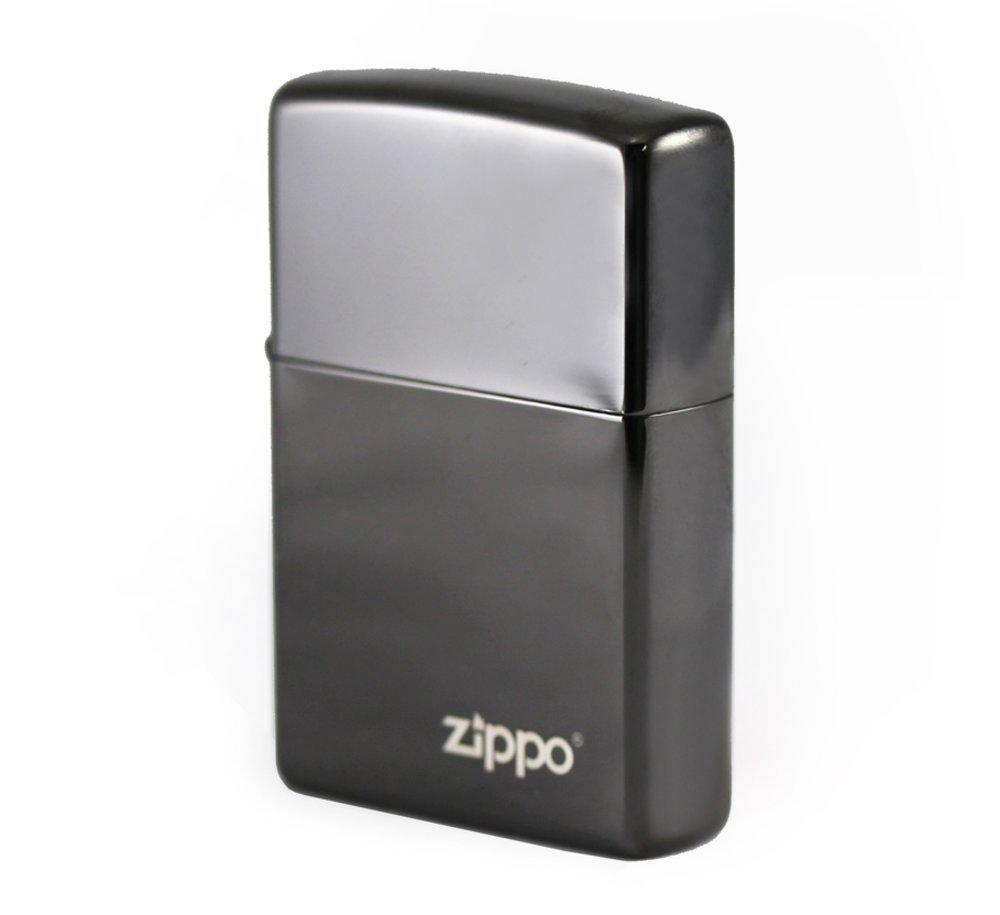 Zippo Ebony w/Logo Lighter, Black High Polish #24756ZL