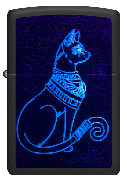 Zippo Ancient Egyptian Cat Black Light Design Lighter #48582