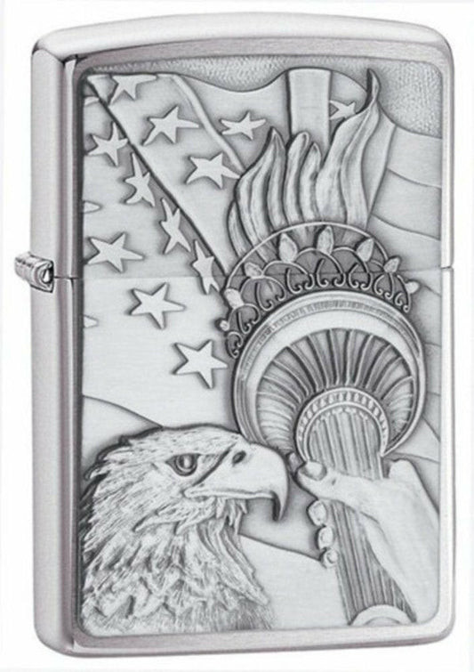 Zippo Something Patriotic Emblem Lighter, Brushed Chrome #20895