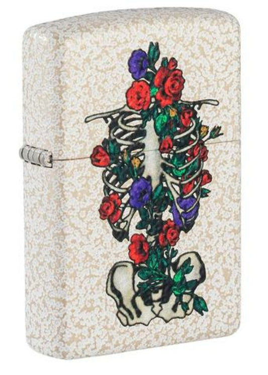 Zippo Floral Skeleton, Mercury Glass Finish, Genuine Windproof Lighter #49252