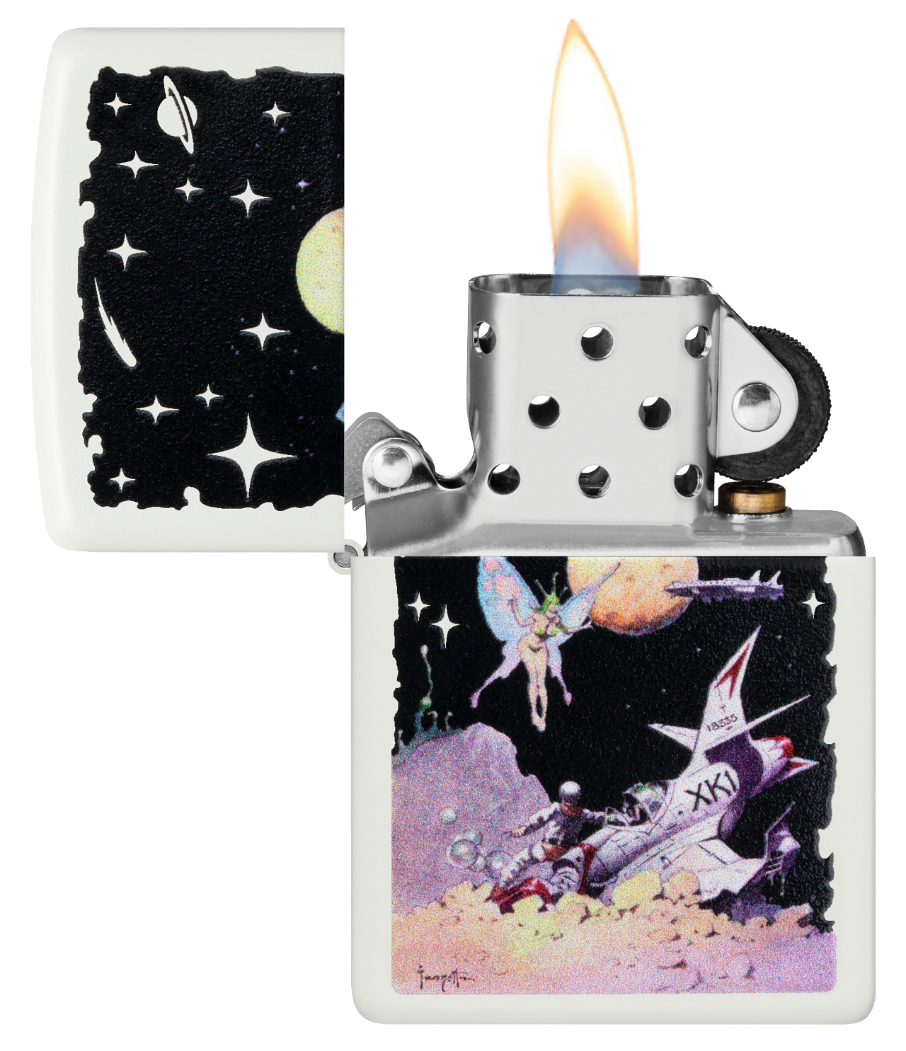 Zippo Frank Frazetta Space Fairy, White Matte Lighter #48378