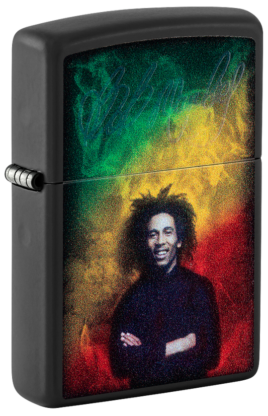 Zippo Bob Marley Black Light Design, Black Matte Lighter #48674