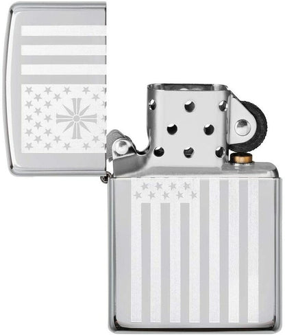 Zippo Far Cry 5 Flag Gaming High Polish Chrome Genuine Windproof Lighter #49245