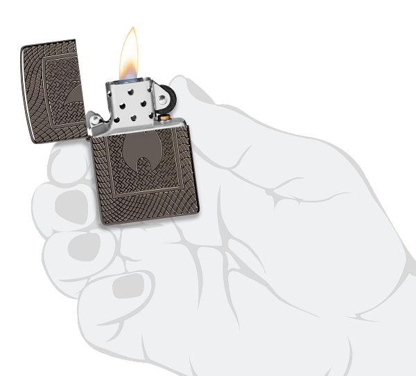 Zippo Flame Logo Deep Carve Engrave,  Black Ice Armor Lighter #48569