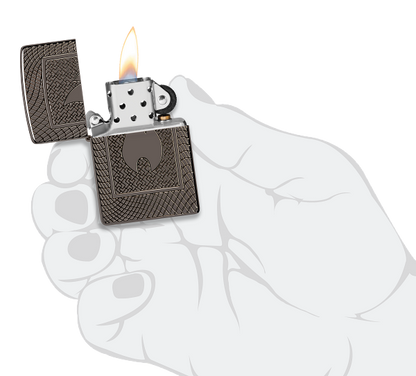 Zippo Flame Logo Deep Carve Engrave,  Black Ice Armor Lighter #48569