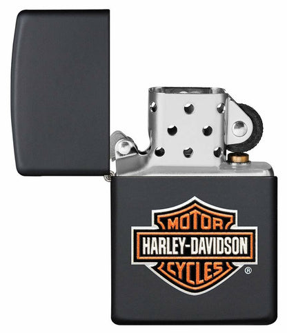 Zippo Harley Davidson Emblem Black Matte Finish Genuine Windproof Lighter #49196