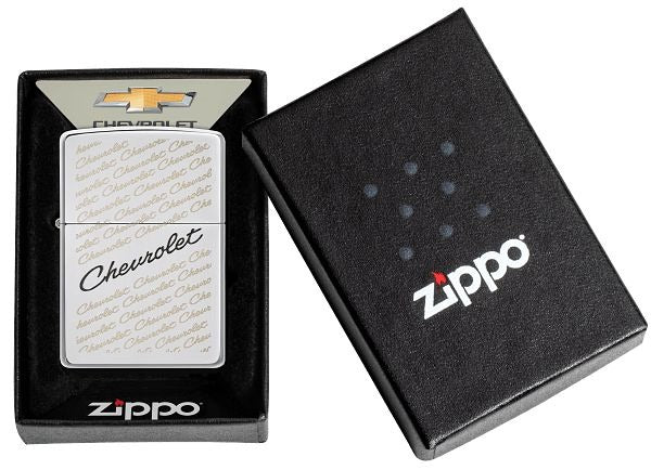 Zippo Chevrolet Chevy Laser Engraved, High Polish Chrome Finish, Windproof Lighter #49305