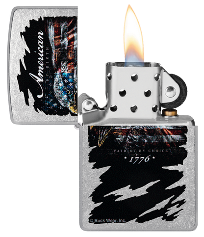 Zippo Buck Wear American Patriot Eagle USA Design, Street Chrome Lighter #48633