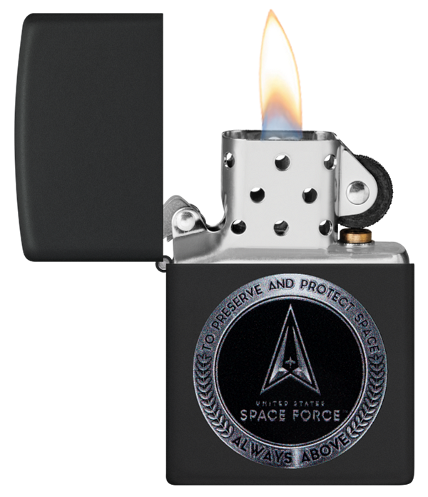 Zippo USA Space Force Logo Design, Black Matte Lighter #48548