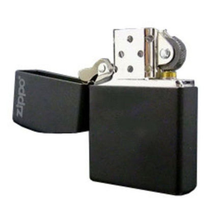 Zippo Black Matte Lighter with Logo #218ZL