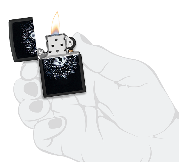 Zippo Dragon Eye Black Light Design, Black Matte Lighter #48608