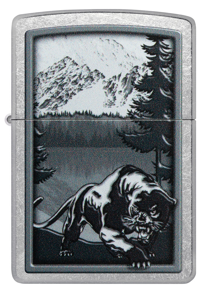 Zippo Stalking Mountain Lion, Street Chrome Lighter #48381