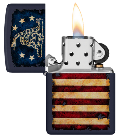 Zippo Don’t Tread On Me Flag Design, Navy Matte Lighter #48554