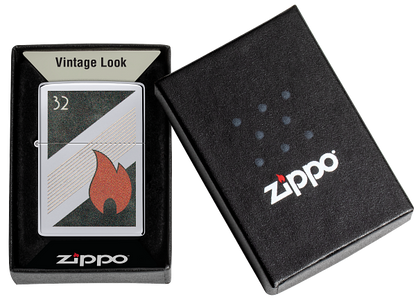 Zippo 32 Flame Logo, Vintage High Polish Chrome Lighter #48623