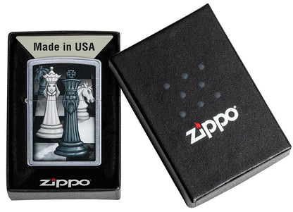 Zippo Chess Game Design, Street Chrome Finish Lighter #49601