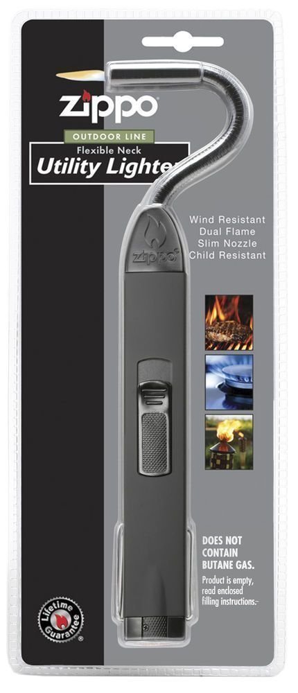 Zippo Black, Flex Neck Utility Lighter,Dual Flame, Wind Resist, Unfilled #121321