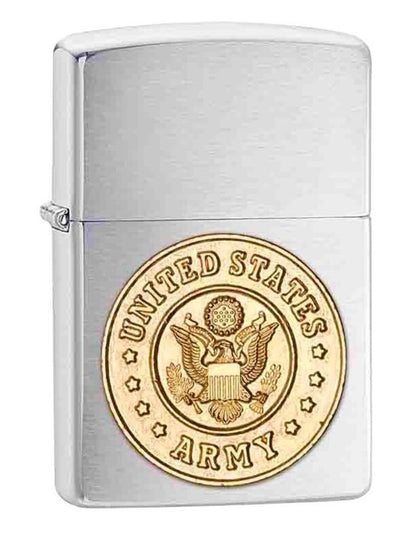 Zippo USA Army Crest Emblem, Brushed Chrome Finish, Genuine Lighter #280ARM