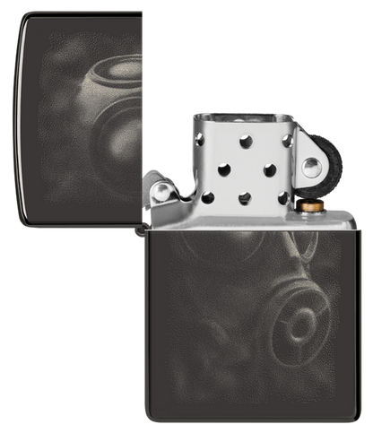 Zippo Gas Mask Design, High Polish Black Lighter #48588