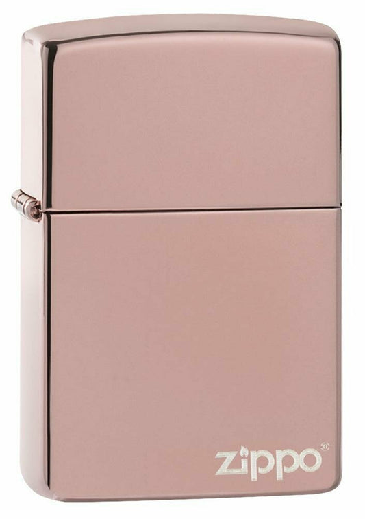 Zippo Classic High Polish Rose Gold Zippo Logo, Genuine Pocket Lighter #49190ZL