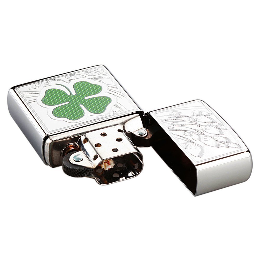 Zippo Shamrock 3D Lighter, High Polish Chrome, Clover, Windproof #24699