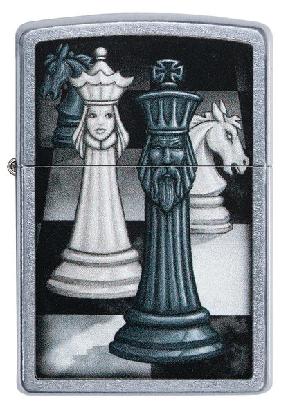 Zippo Chess Game Design, Street Chrome Finish Lighter #49601