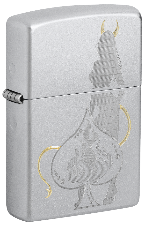 Zippo Casino and Woman Two-Tone Design, Satin Chrome Lighter #48658