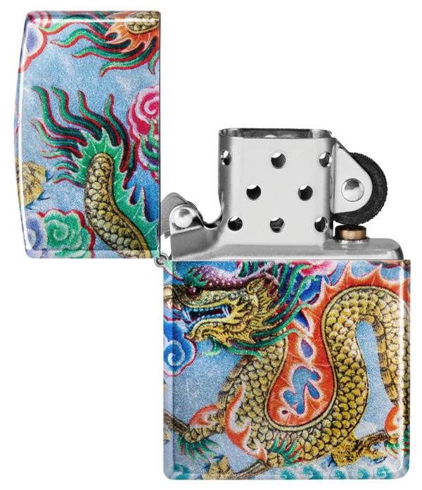 Zippo Asian Dragon 540 Tumbled Chrome Fusion Design Lighter #48575