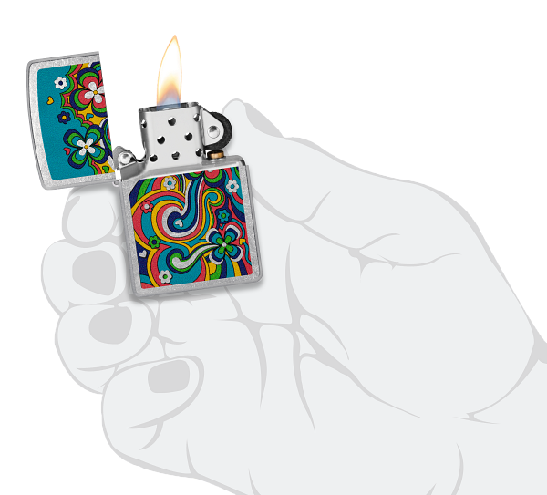 Zippo Hippie Scribbles Design, Street Chrome Lighter #48579