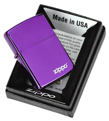 Zippo Abyss with Logo Lighter, High Polish, Deep Purple, Windproof #24747ZL