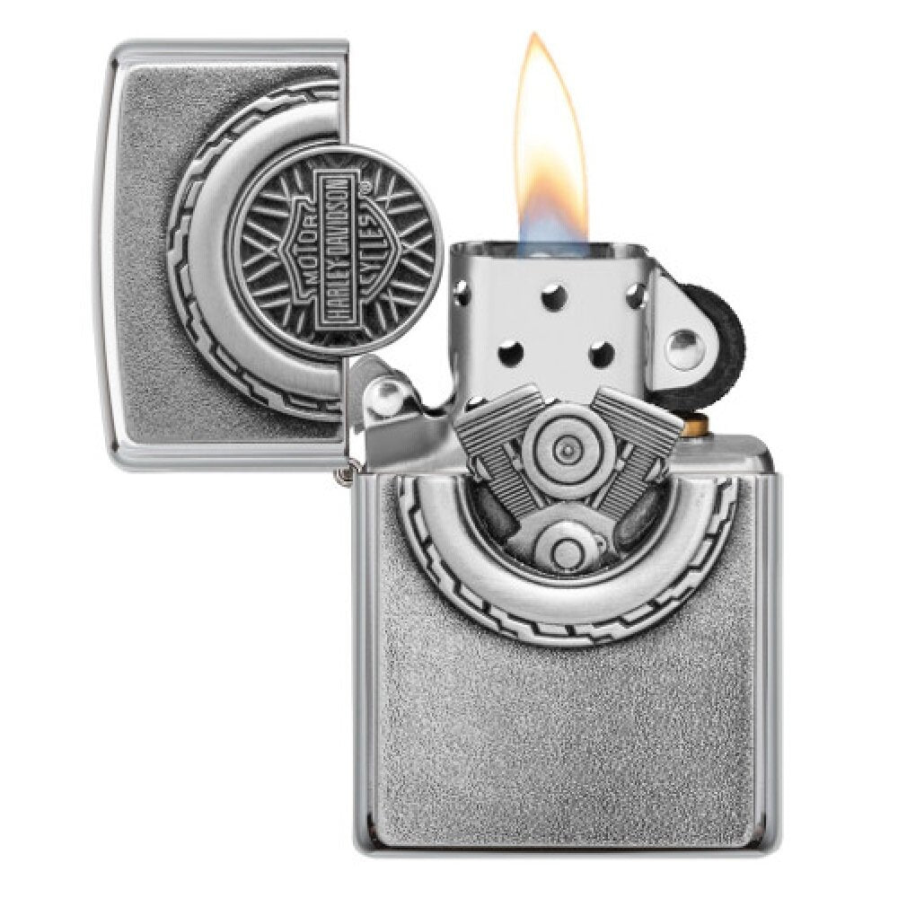 Zippo Harley Davidson Motorcycle Wheel Emblem, Genuine Windproof Lighter #49175