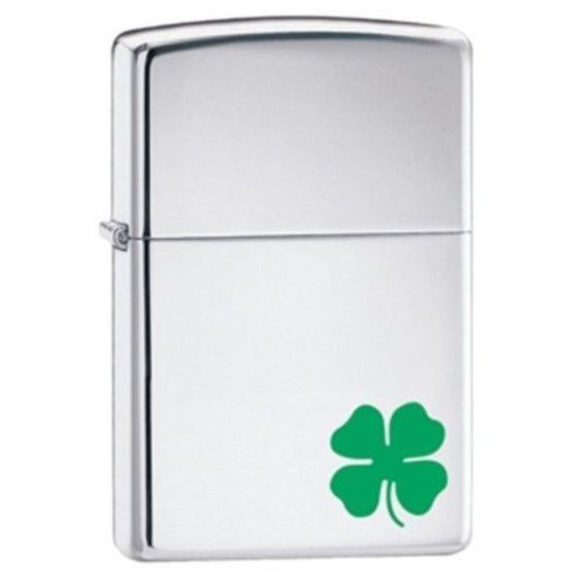 Zippo A Bit O' Luck Green Clover, Irish, Chrome Finish, Genuine Lighter #24007