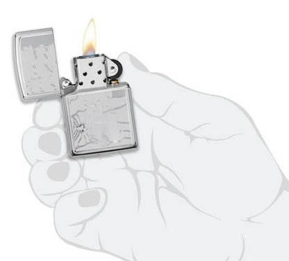 Zippo Family Pets and Tree Engraved Design, High Polish Chrome Lighter #49258