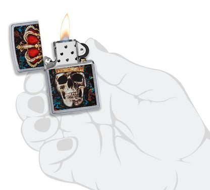 Zippo Skull King Design, Street Chrome Windproof Lighter #49666