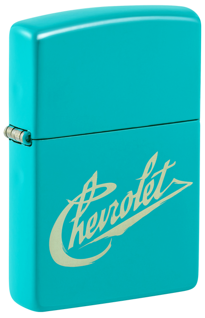 Zippo Chevrolet Flat Turquoise Design, Laser Engrave Lighter #48399